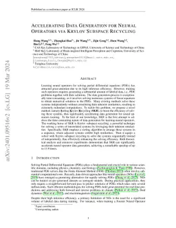 Accelerating Data Generation for Neural Operators via Krylov Subspace
  Recycling