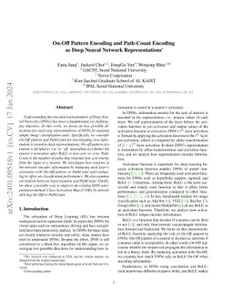 On-Off Pattern Encoding and Path-Count Encoding as Deep Neural Network
  Representations