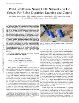 Port-Hamiltonian Neural ODE Networks on Lie Groups For Robot Dynamics
  Learning and Control