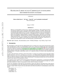 Handling Large-scale Cardinality in building recommendation systems