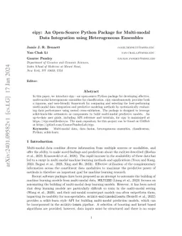 eipy: An Open-Source Python Package for Multi-modal Data Integration
  using Heterogeneous Ensembles