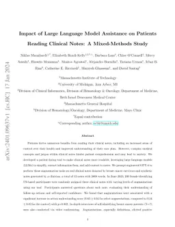 Impact of Large Language Model Assistance on Patients Reading Clinical
  Notes: A Mixed-Methods Study