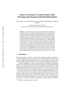 Instant Answering in E-Commerce Buyer-Seller Messaging using
  Message-to-Question Reformulation