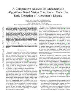 A Comparative Analysis on Metaheuristic Algorithms Based Vision
  Transformer Model for Early Detection of Alzheimer's Disease