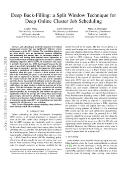 Deep Back-Filling: a Split Window Technique for Deep Online Cluster Job
  Scheduling