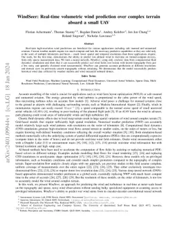 WindSeer: Real-time volumetric wind prediction over complex terrain
  aboard a small UAV