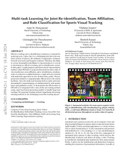 Multi-task Learning for Joint Re-identification, Team Affiliation, and
  Role Classification for Sports Visual Tracking