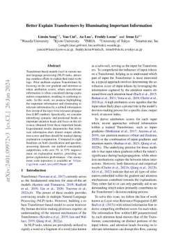 Better Explain Transformers by Illuminating Important Information