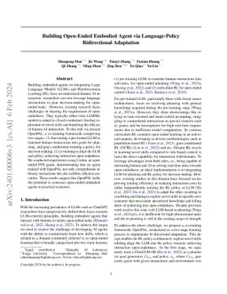 Building Open-Ended Embodied Agent via Language-Policy Bidirectional
  Adaptation