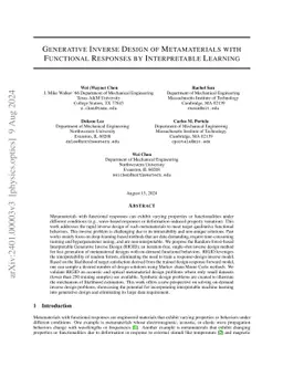 Generative Inverse Design of Metamaterials with Functional Responses by
  Interpretable Learning