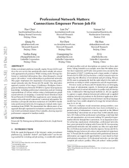 Professional Network Matters: Connections Empower Person-Job Fit
