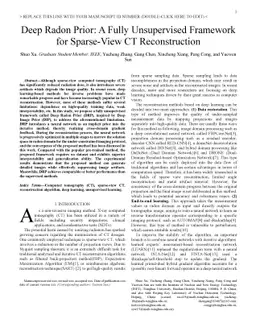 Deep Radon Prior: A Fully Unsupervised Framework for Sparse-View CT
  Reconstruction