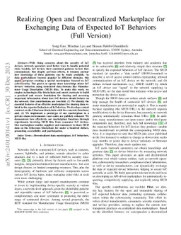 Realizing Open and Decentralized Marketplace for Exchanging Data of
  Expected IoT Behaviors