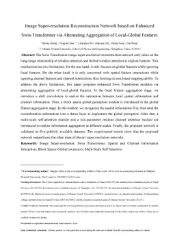 Image Super-Resolution Reconstruction Network based on Enhanced Swin Transformer via Alternating Aggregation of Local-Global Features