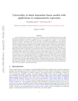 Universality in block dependent linear models with applications to
  nonparametric regression