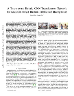 A Two-stream Hybrid CNN-Transformer Network for Skeleton-based Human
  Interaction Recognition
