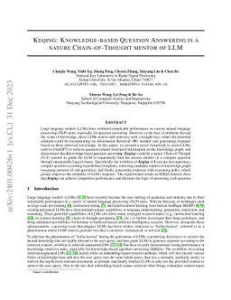 keqing: knowledge-based question answering is a nature chain-of-thought
  mentor of LLM