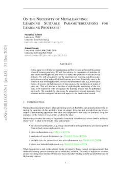 On the Necessity of Metalearning: Learning Suitable Parameterizations
  for Learning Processes