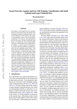 Neural Networks Against (and For) Self-Training: Classification with
  Small Labeled and Large Unlabeled Sets