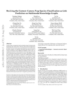Bringing Back the Context: Camera Trap Species Identification as Link
  Prediction on Multimodal Knowledge Graphs
