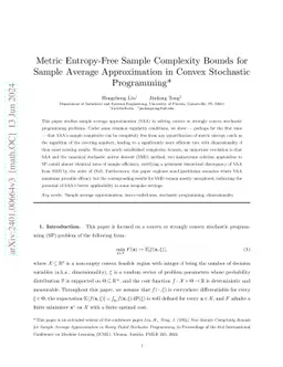 Metric Entropy-Free Sample Complexity Bounds for Sample Average
  Approximation in Convex Stochastic Programming