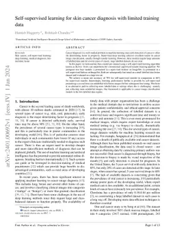 Self-supervised learning for skin cancer diagnosis with limited training
  data