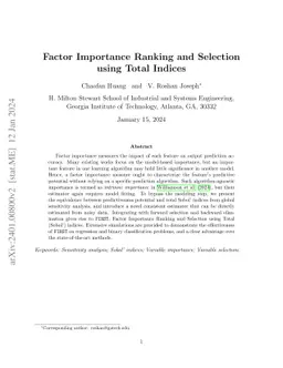 Factor Importance Ranking and Selection using Total Indices