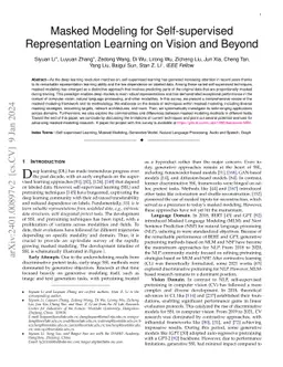 Masked Modeling for Self-supervised Representation Learning on Vision
  and Beyond