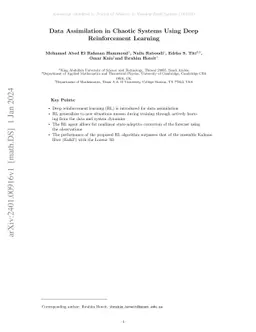 Data Assimilation in Chaotic Systems Using Deep Reinforcement Learning