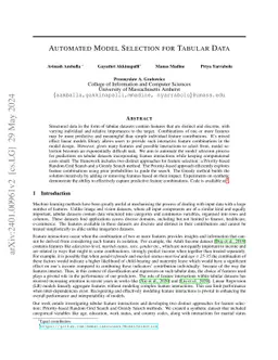 Automated Model Selection for Tabular Data