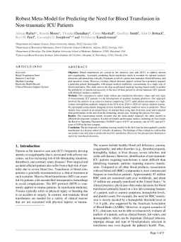 Robust Meta-Model for Predicting the Need for Blood Transfusion in
  Non-traumatic ICU Patients