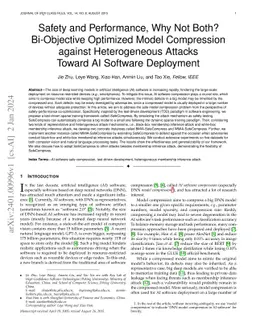 Safety and Performance, Why Not Both? Bi-Objective Optimized Model
  Compression against Heterogeneous Attacks Toward AI Software Deployment