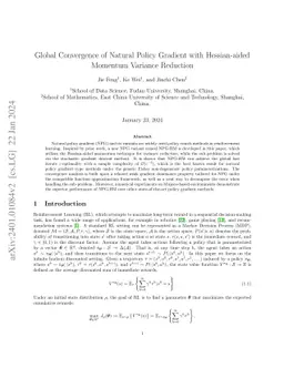 Global Convergence of Natural Policy Gradient with Hessian-aided
  Momentum Variance Reduction