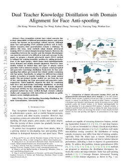 Dual Teacher Knowledge Distillation with Domain Alignment for Face
  Anti-spoofing