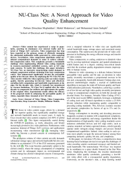 NU-Class Net: A Novel Approach for Video Quality Enhancement