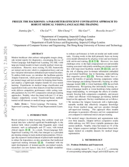 Freeze the backbones: A Parameter-Efficient Contrastive Approach to
  Robust Medical Vision-Language Pre-training