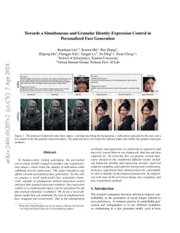 Towards a Simultaneous and Granular Identity-Expression Control in
  Personalized Face Generation