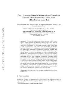 Deep Learning-Based Computational Model for Disease Identification in
  Cocoa Pods (Theobroma cacao L.)
