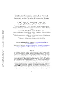 Contrastive Sequential Interaction Network Learning on Co-Evolving
  Riemannian Spaces