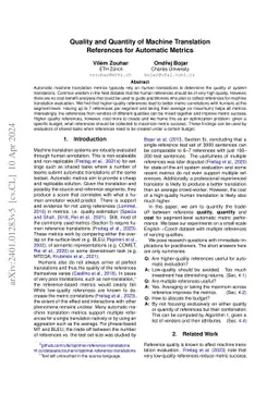 Quality and Quantity of Machine Translation References for Automatic
  Metrics