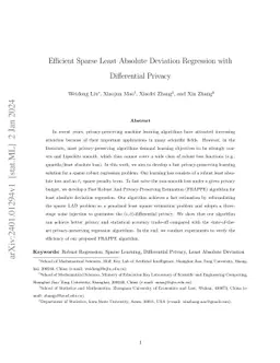 Efficient Sparse Least Absolute Deviation Regression with Differential
  Privacy