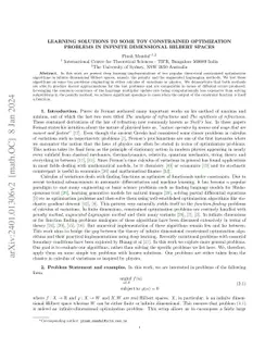Learning solutions to some toy constrained optimization problems in
  infinite dimensional Hilbert spaces
