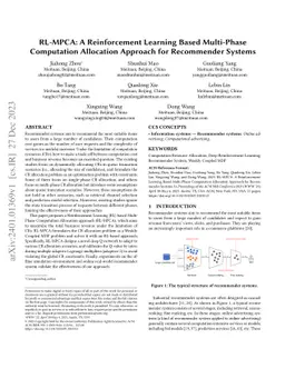 RL-MPCA: A Reinforcement Learning Based Multi-Phase Computation
  Allocation Approach for Recommender Systems