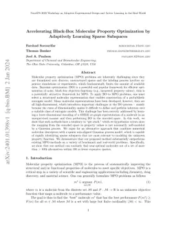 Accelerating Black-Box Molecular Property Optimization by Adaptively
  Learning Sparse Subspaces