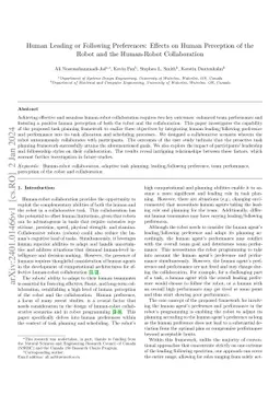 Human Leading or Following Preferences: Effects on Human Perception of
  the Robot and the Human-Robot Collaboration