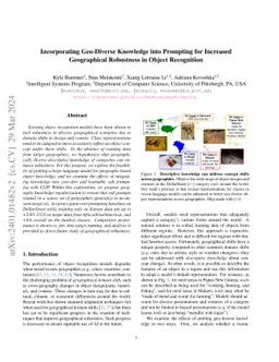 Incorporating Geo-Diverse Knowledge into Prompting for Increased
  Geographical Robustness in Object Recognition