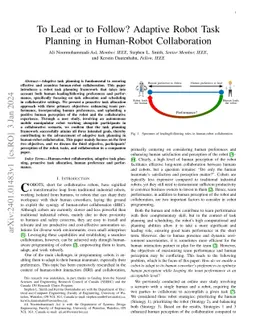To Lead or to Follow? Adaptive Robot Task Planning in Human-Robot Collaboration
