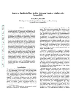 Improved Bandits in Many-to-one Matching Markets with Incentive
  Compatibility
