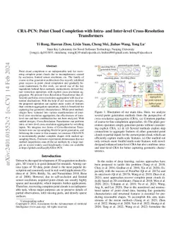 CRA-PCN: Point Cloud Completion with Intra- and Inter-level
  Cross-Resolution Transformers