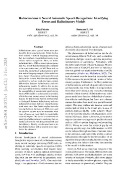 Hallucinations in Neural Automatic Speech Recognition: Identifying
  Errors and Hallucinatory Models